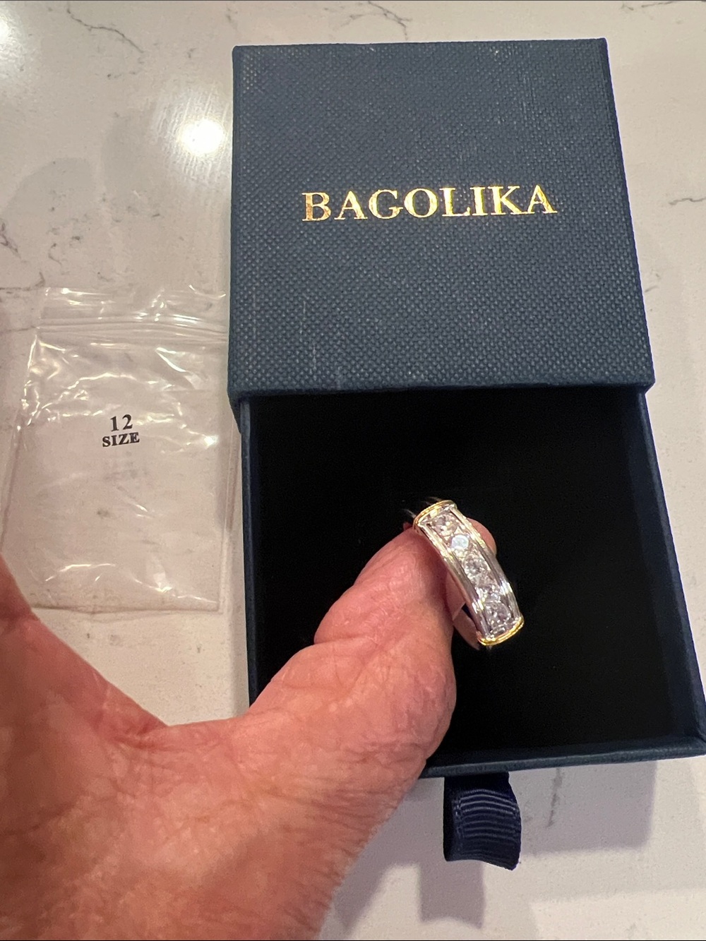 Bagolika Two-Tone Clear Crystal Eternity Ring in Gold and Silver